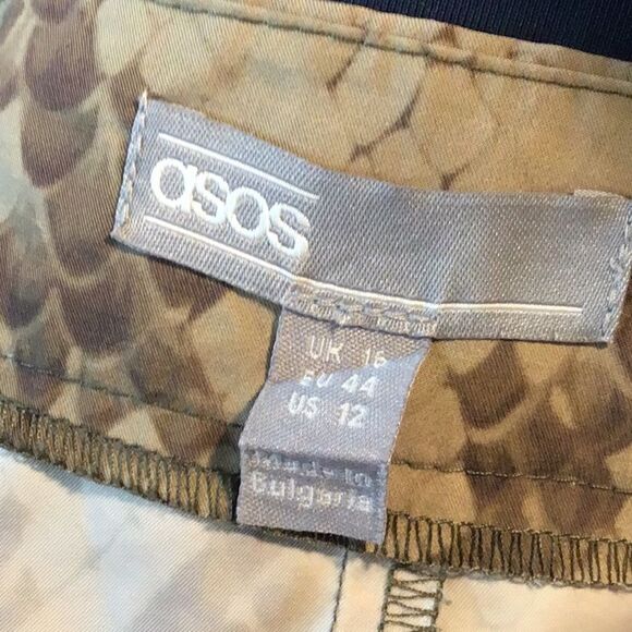 ASOS Pants Women’s Snakeskin Cargo Wide Leg Pockets High Rise Size 12 - Picture 8 of 14